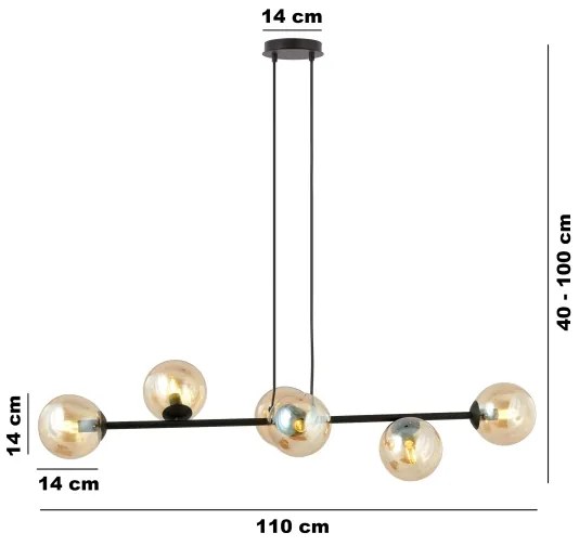 Lustră pe cablu ROSSI 6xE14/10W/230V negru/bej