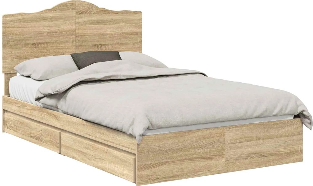 vidaXL Pat cu storage Stejar Sonoma 120 x 200 cm Lemn compozit