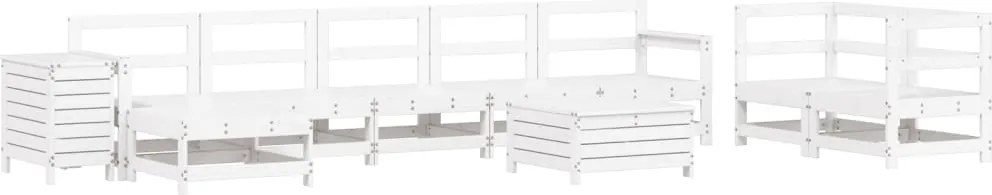 vidaXL Set canapea de grădină, 10 piese, alb, lemn masiv de pin