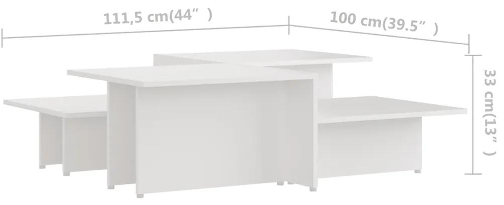 Mese de cafea, 2 buc., alb, 111,5x50x33 cm, lemn compozit 2, Alb