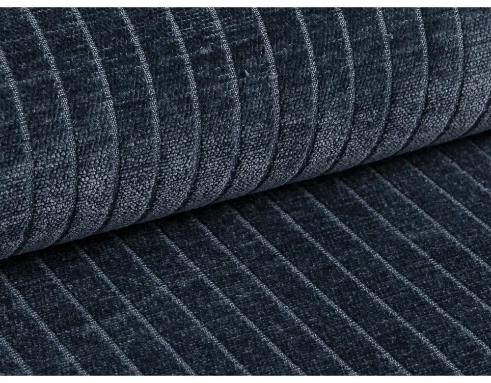 Colțar albastru închis cu tapițerie din catifea reiată (cu colț pe partea dreaptă/cu șezlong) Bergamo – Cosmopolitan Design