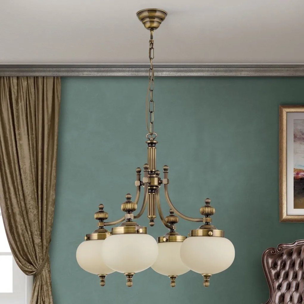 Lustra suspendata eleganta stil clasic Nostalgie 4L patina/ champagne