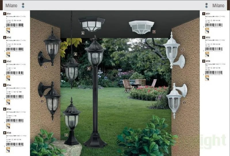 Aplica de perete exterior IP43, up light, negru Milano 8342 RX