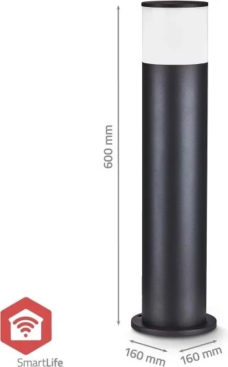 Nedis ZBLOP10RGBW - Lampă LED RGBW pentru exterior, dimabilă, 10 W, 230 V, IP65, Wi-Fi Tuya, neagră