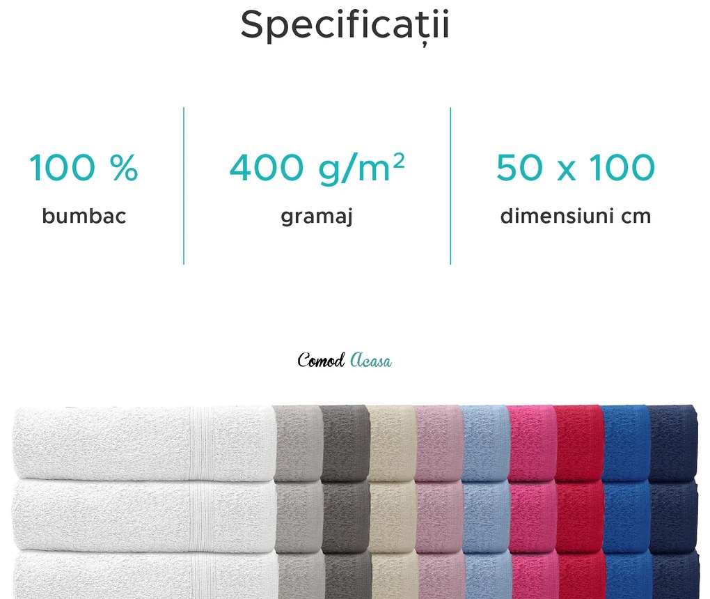 Prosop ELEGANZA 50x100 cm albastru inchis, 100% bumbac