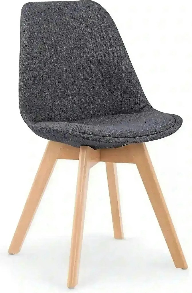 Scaun tapitat K303, gri inchis/negru, stofa/lemn, 48X54X83 CM