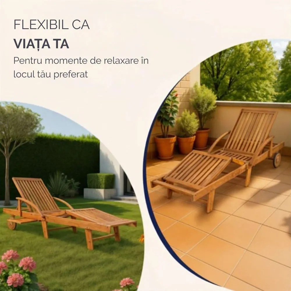 Șezlong de grădină TAMI SUN, 195,5x69x85cm, natur maro Jurhan
