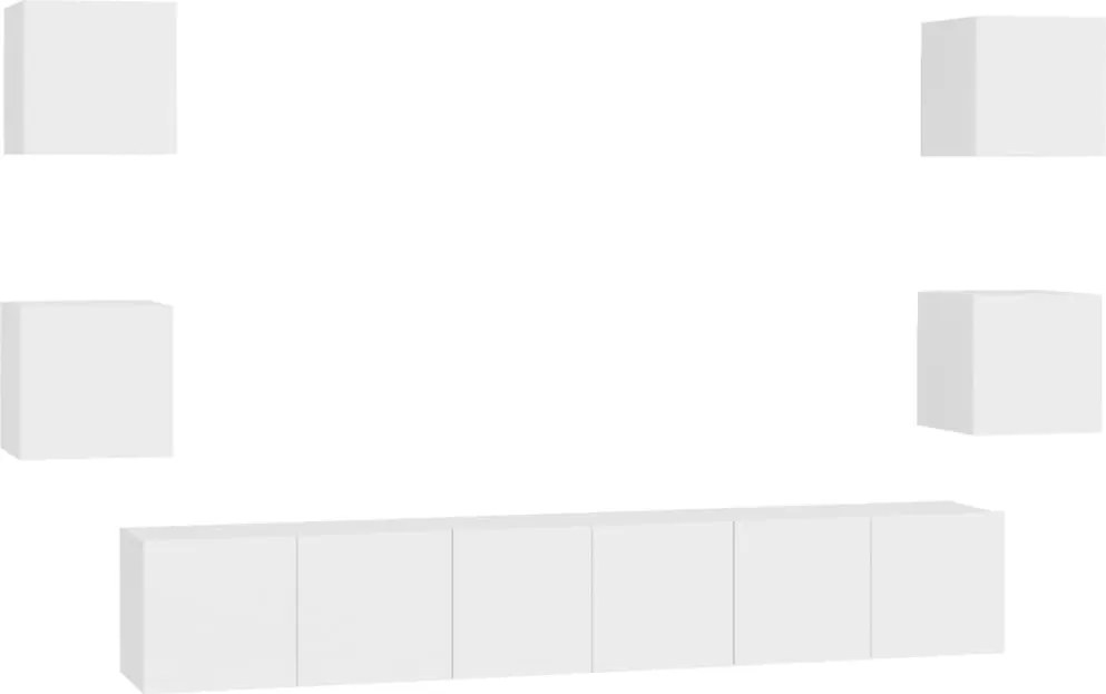 vidaXL Set dulapuri TV, 7 piese, alb, lemn prelucrat