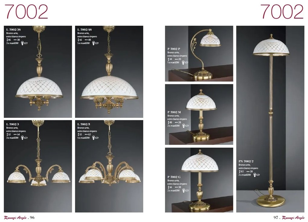 Candelabru cu 10 brate clasic design italian din alama, sticla 7002 RA-L. 7002/10+4
