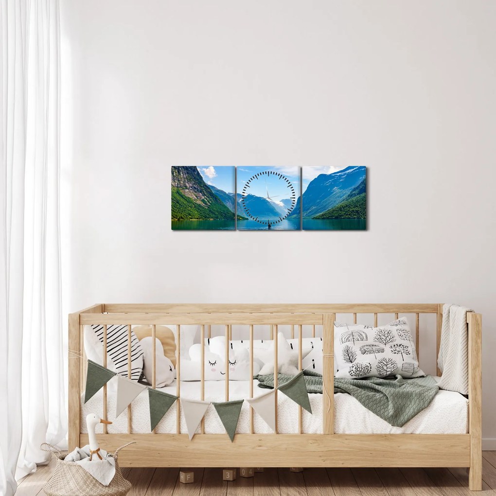 Tablou - Lacul Lovatnet (cu ceas) (90x30 cm)