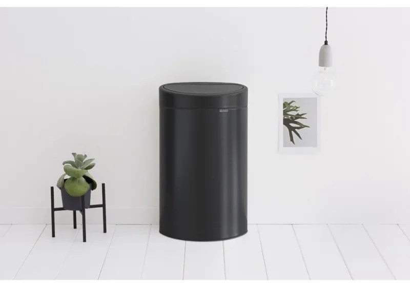 Cos de gunoi Brabantia Touch Bin New 649733, 40 L, Inchidere silentioasa si lina, Spate plat, Negru