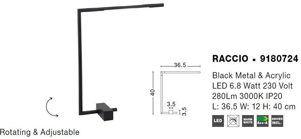Lampa de masa LED design modern RACCIO negru