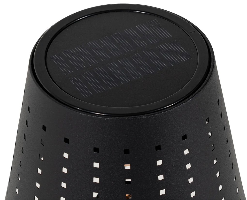 Lampă de podea pentru exterior neagră cu LED 3 trepte de reglare a luminozității pe solar - Ferre