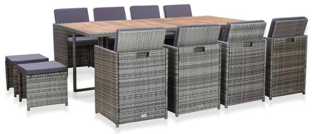 vidaXL Set mobilier de exterior 13 piese antracit poliratan și acacia