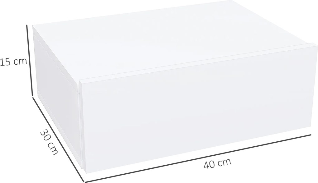 HOMCOM Noptieră Suspendată cu Sertar din PAL, 40x30x15 cm, Alb | Aosom Romania