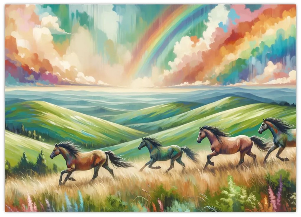Tablou – Cai galopând prin peisaj (70x50 cm)