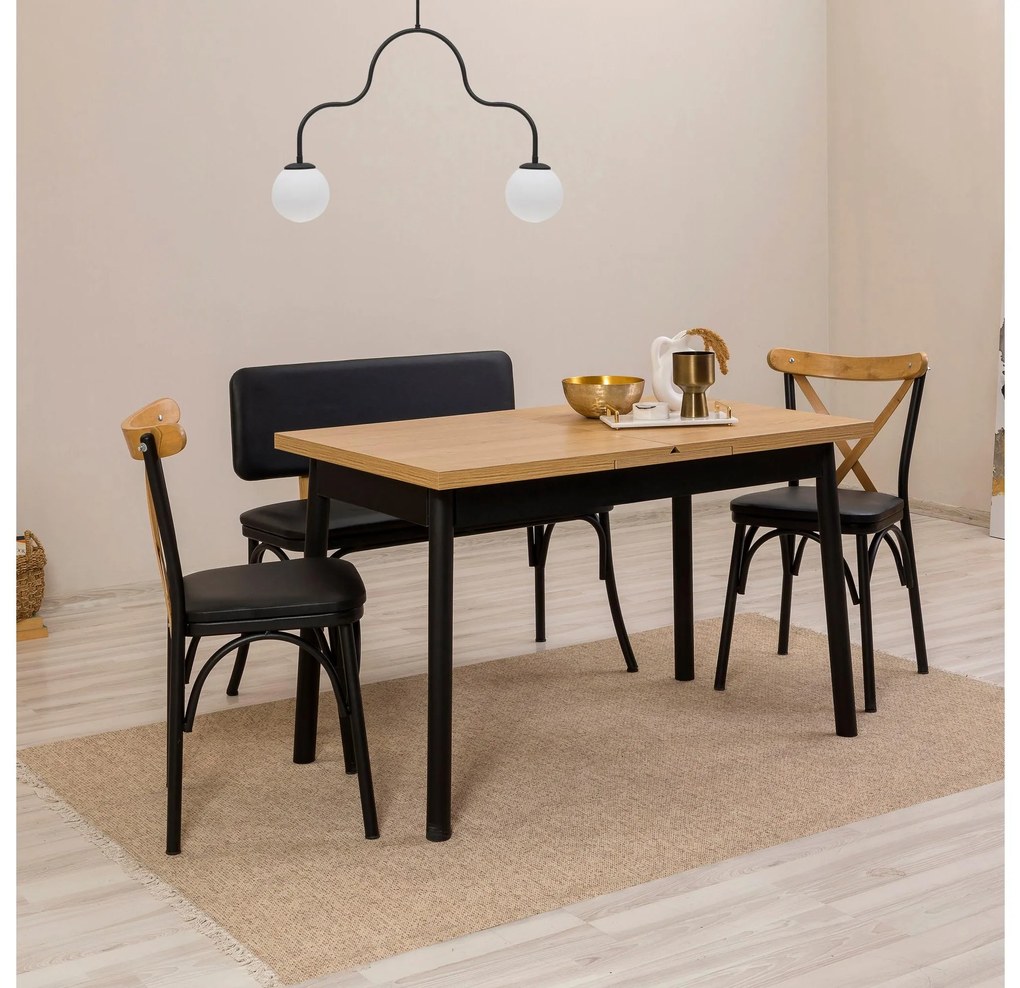 Set mobilier sufragerie Duvasa 24 (negru) (pentru 4 persoane). 1093795