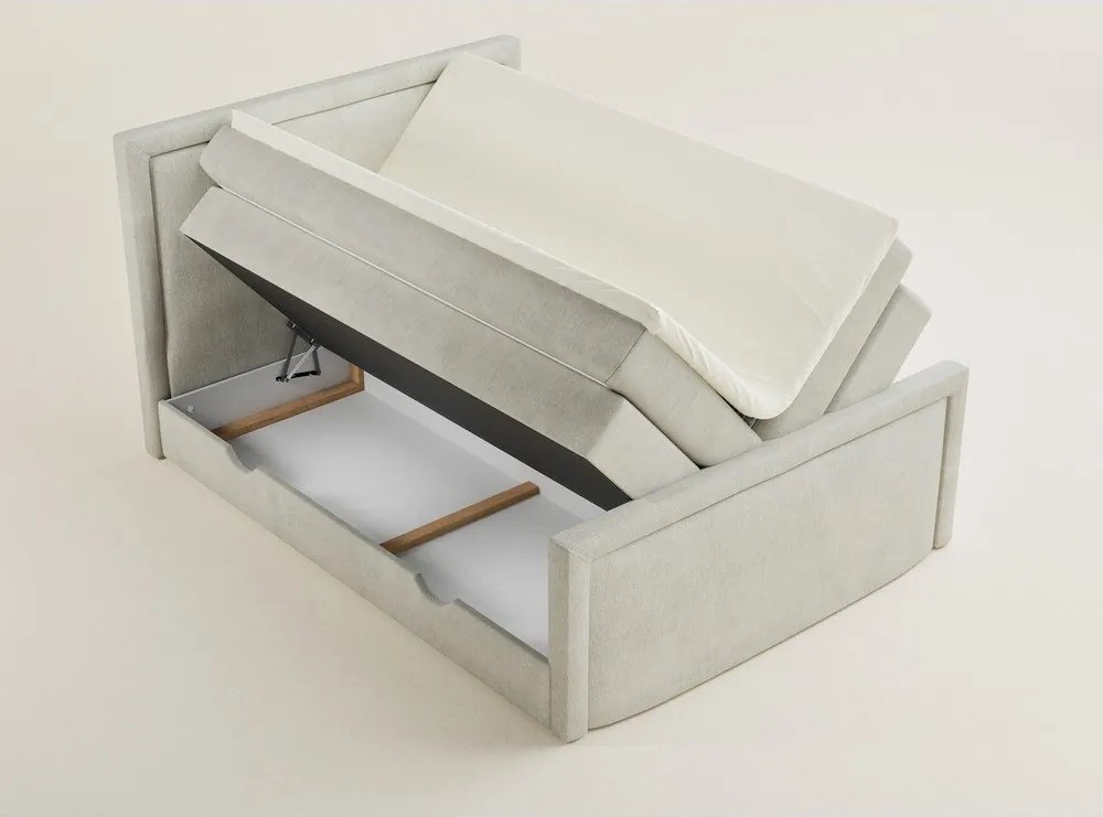 Pat boxspring crem cu spațiu de depozitare 200x200 cm Fresco – Maison de Rêve