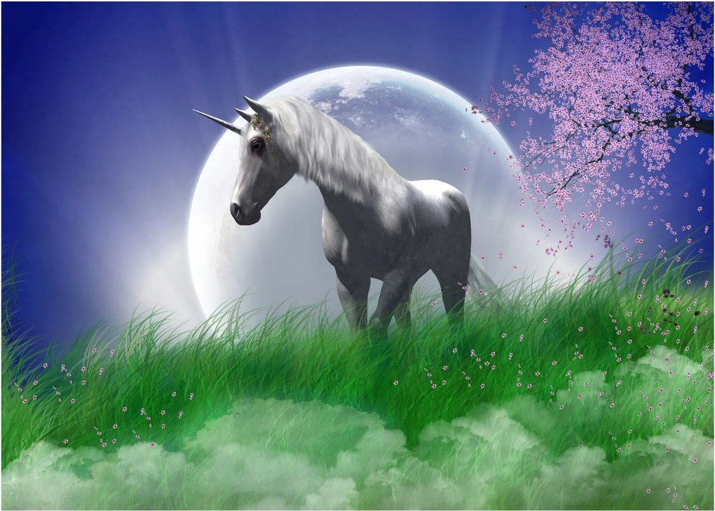 Tablou pe sticlă cu unicorn (70x50 cm)