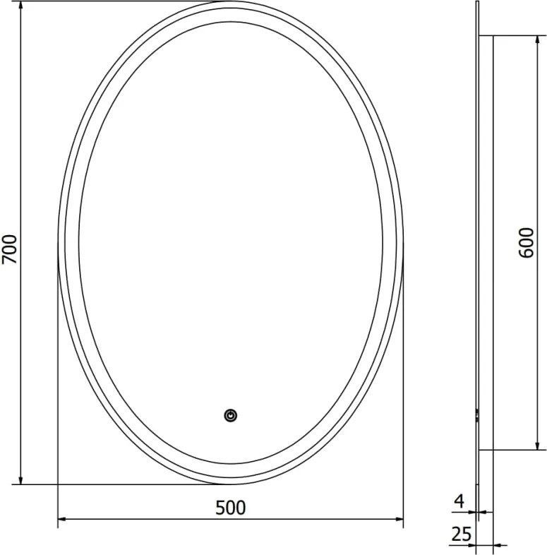 Mexen Elz oglindă de baie iluminată 50 x 70 cm, LED 6000K, anti-aburire - 9802-050-070-611-00