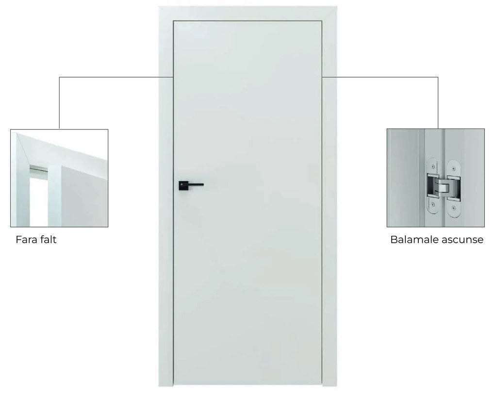 Usa de interior PORTA DUO din pal tubular si insertii de furnir natural - Model 4.A 95-140 mm, Alb / Stejar