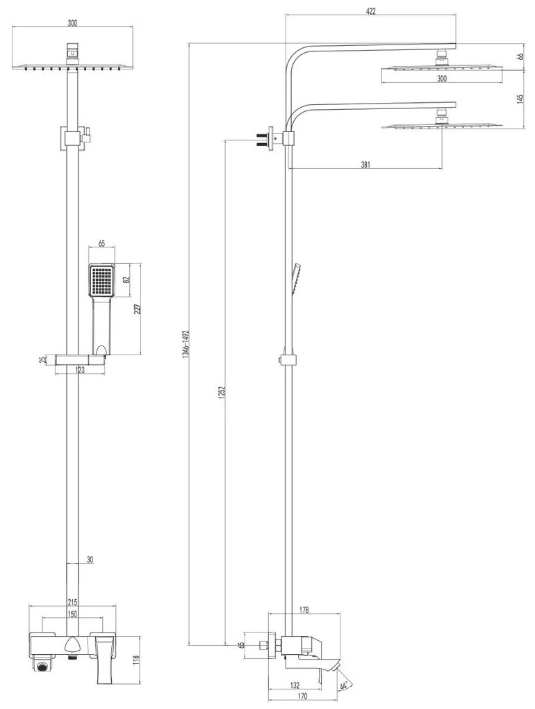 Coloana dus Lemark Unit, Inaltime Reglabila, crom - LM4562C-EU