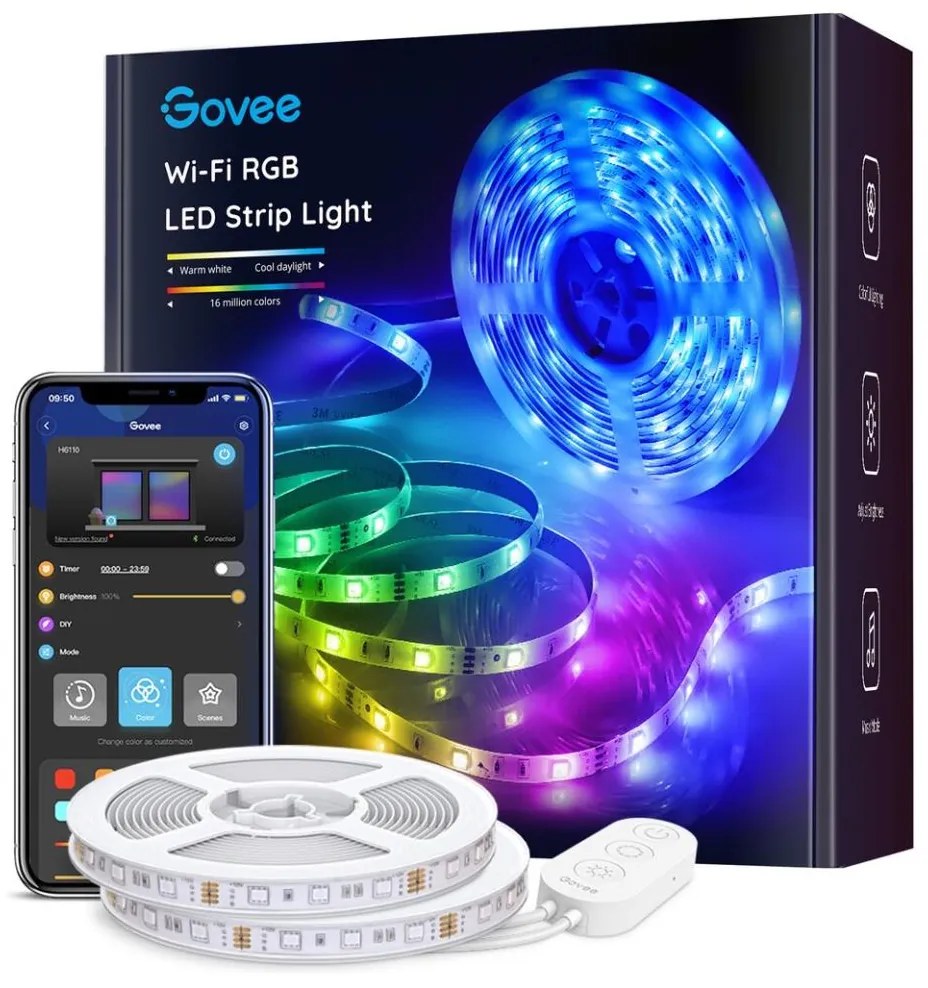 Bandă LED Govee Wi-Fi RGB Smart 10m