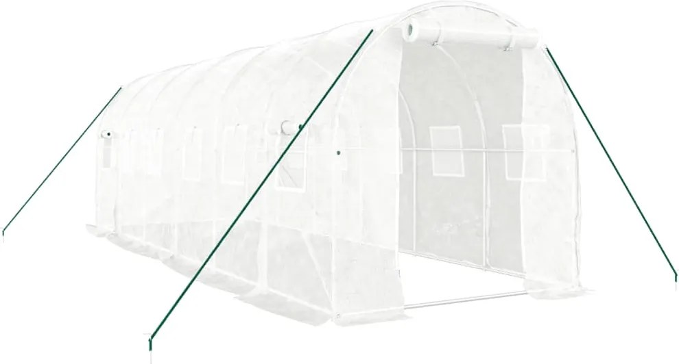 vidaXL Seră cu cadru din oțel, alb, 12 m², 6x2x2 m