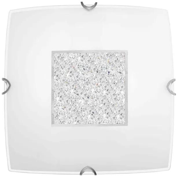 Plafonieră Ceiling lamp, crystal &amp; white glass, LED E27 3x12 W L: 40 W: 40 H: 12 cm
