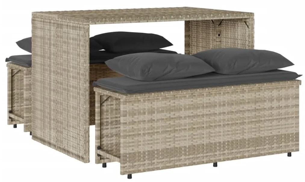 4003907 vidaXL Set mobilier de grădină cu perne, 3 piese,gri deschis,poliratan