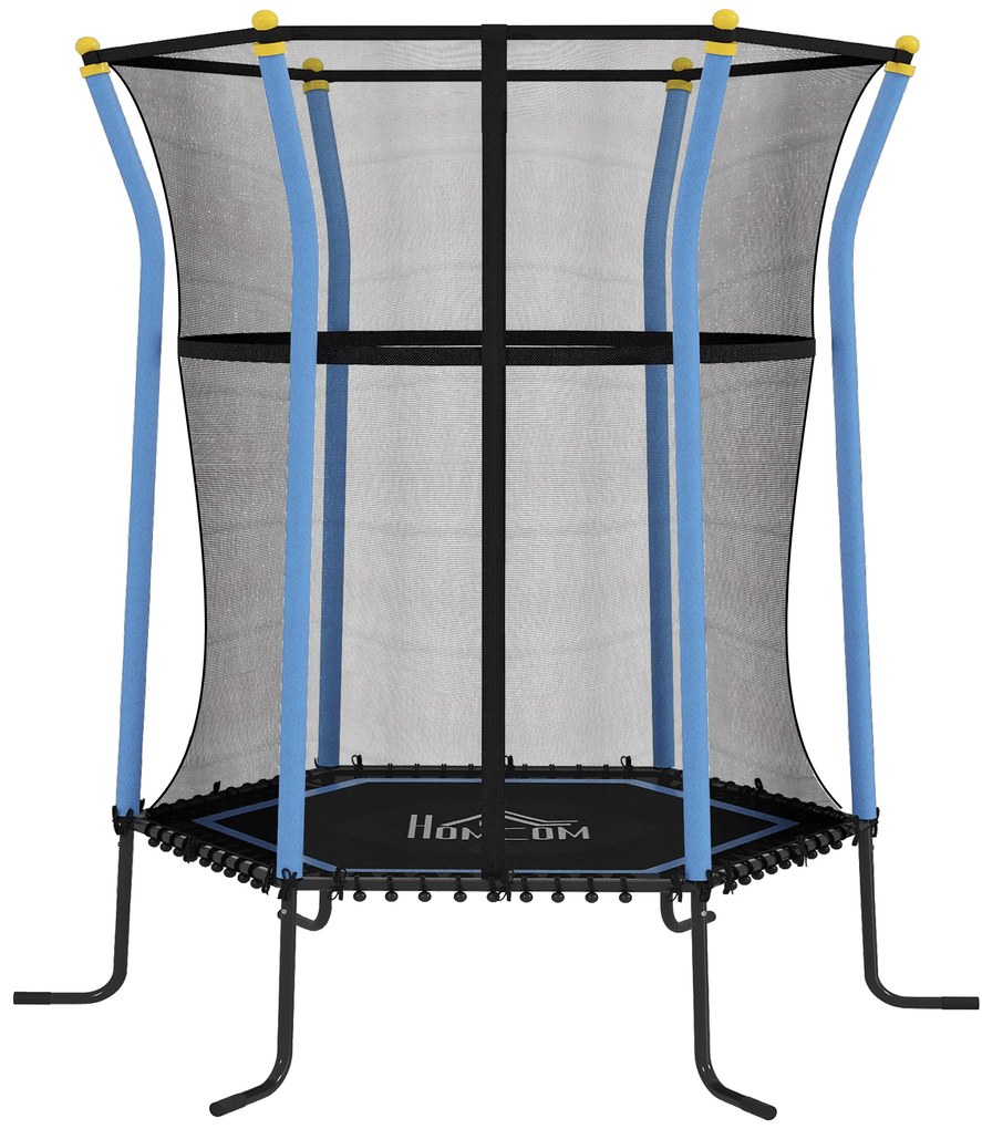 HOMCOM Trambulină Elastică pentru Copii 3-10 Ani cu Intrare cu Fermoar și Țevi Căptușite, Ø163,5x190 cm, Albastru | Aosom Romania