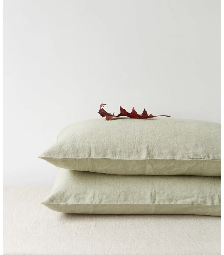 Față de pernă din in Linen Tales, 70 x 90 cm, verde deschis