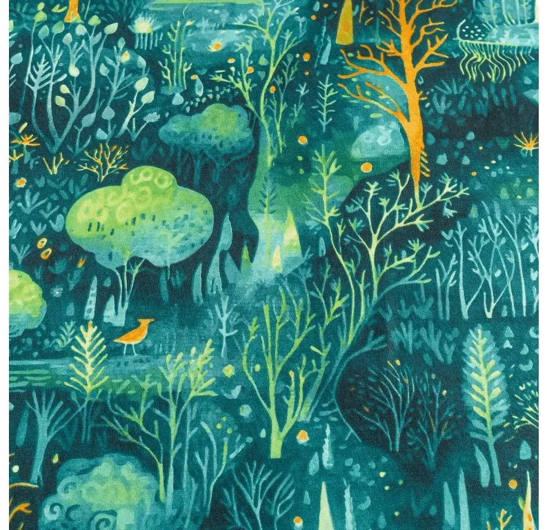Cearsaf din microfibra 140x240 cm si husa pentru perna 50x70 cm NEON FOREST, colorat