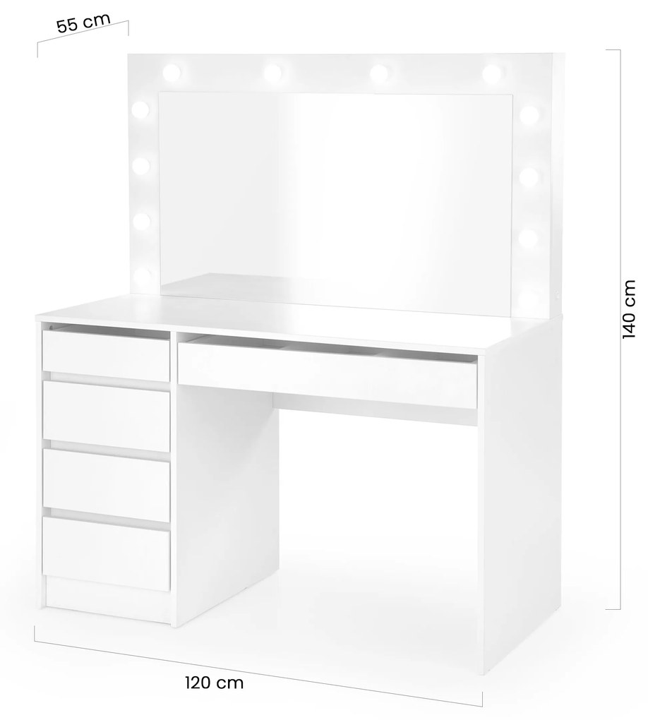 Măsuță toaletă Velinio XL 120 cm - alb