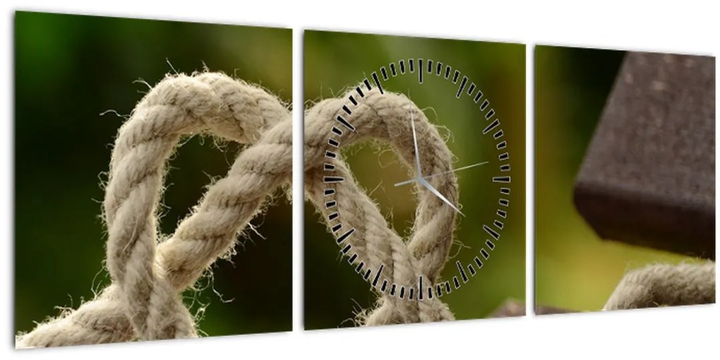 Tablou inima din frânghie (cu ceas) (90x30 cm)