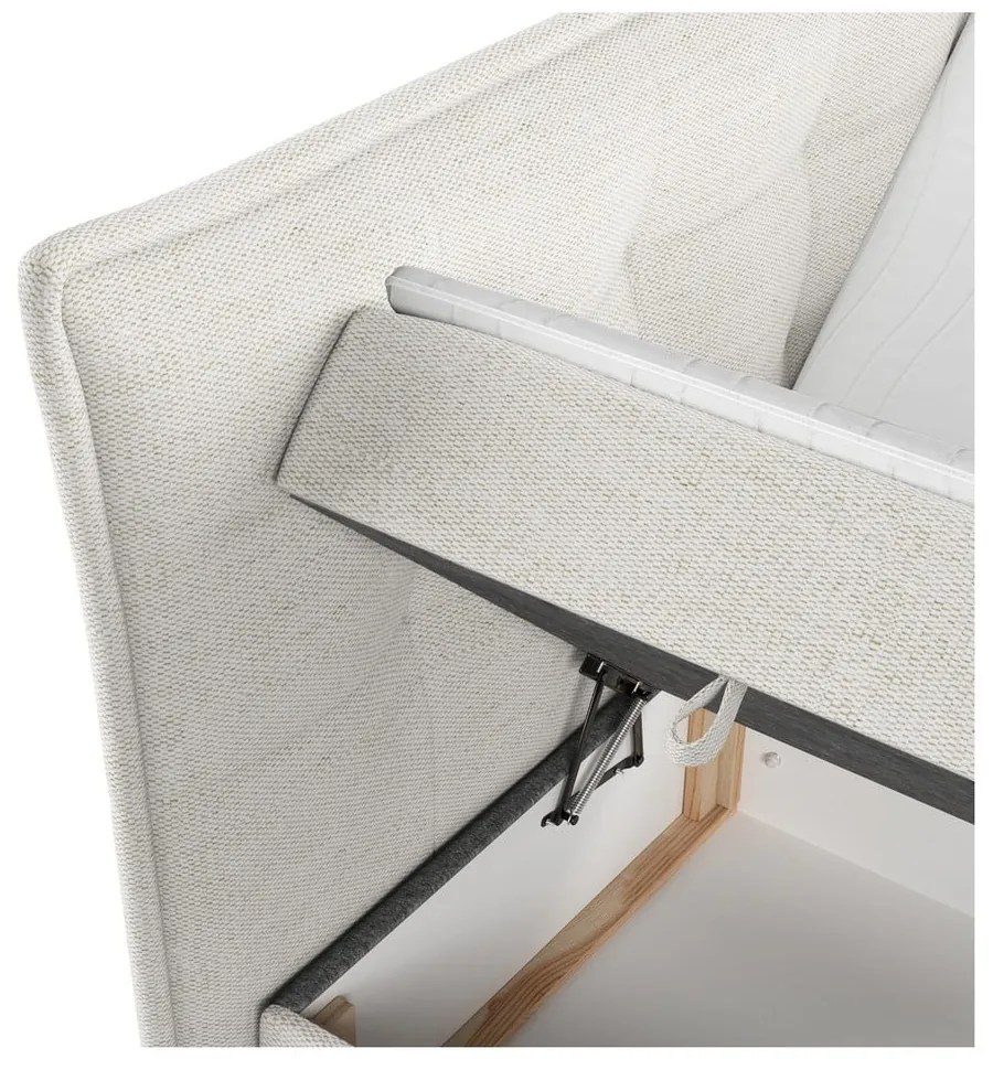 Pat boxspring crem cu spațiu de depozitare 160x200 cm Sinai – Maison de Rêve