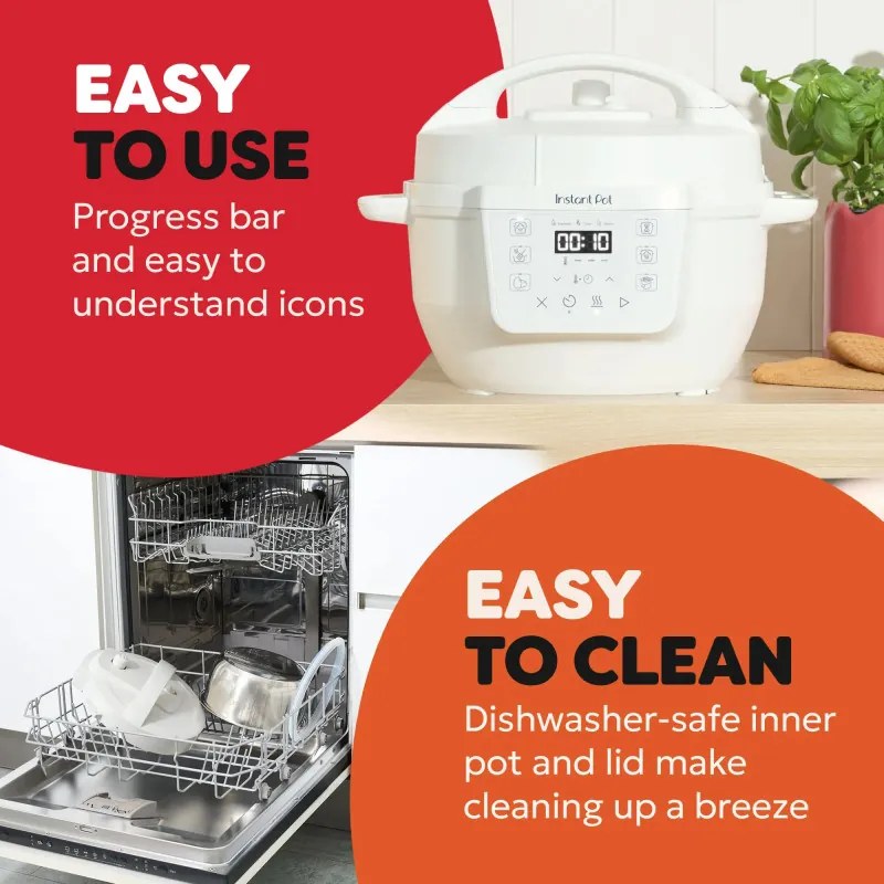 Resigilat: Multicooker Instant Pot Classic Mini 140800801, 800 W, 3,8 l, 7 programe, Butoane „Favorite”, Ecran LCD, Otel inoxidabil, Alb