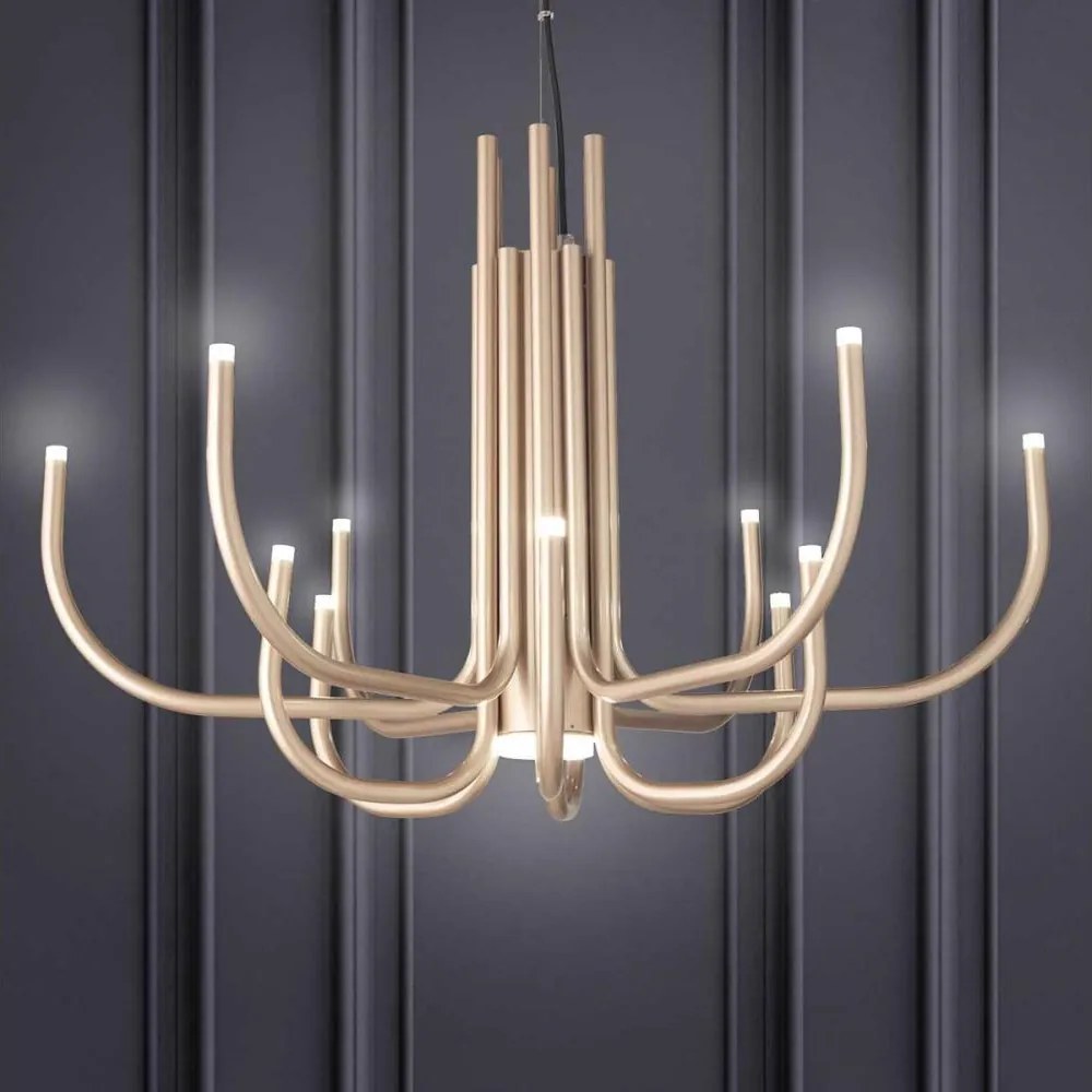 Ondaluce - Lustră suspendată LED dimmabilă cu cablu NOUVEAU, LED 35W, 230V, Ø 78 cm, aurie