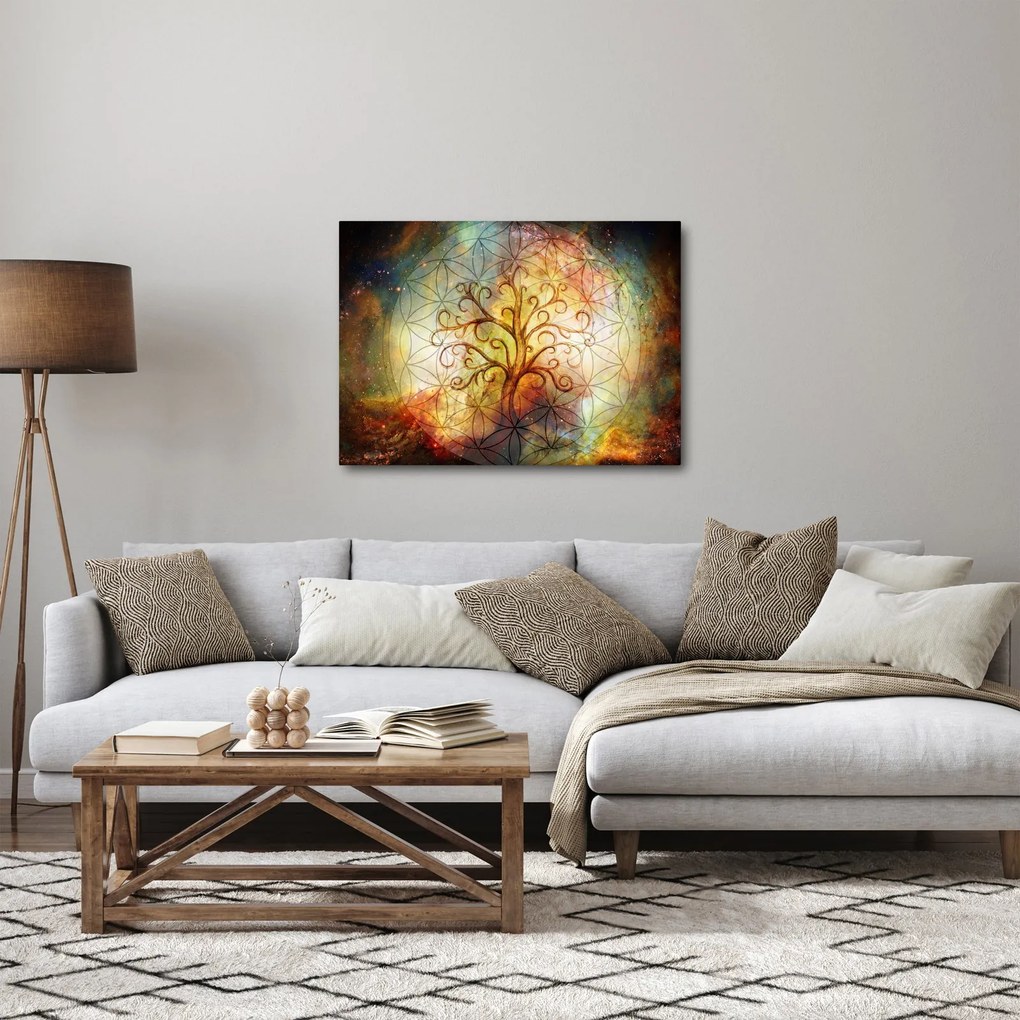 Tablou abstract cu copac (70x50 cm)