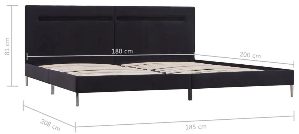 Cadru de pat cu LED-uri, negru, 180 x 200 cm, material textil Negru, 180 x 200 cm