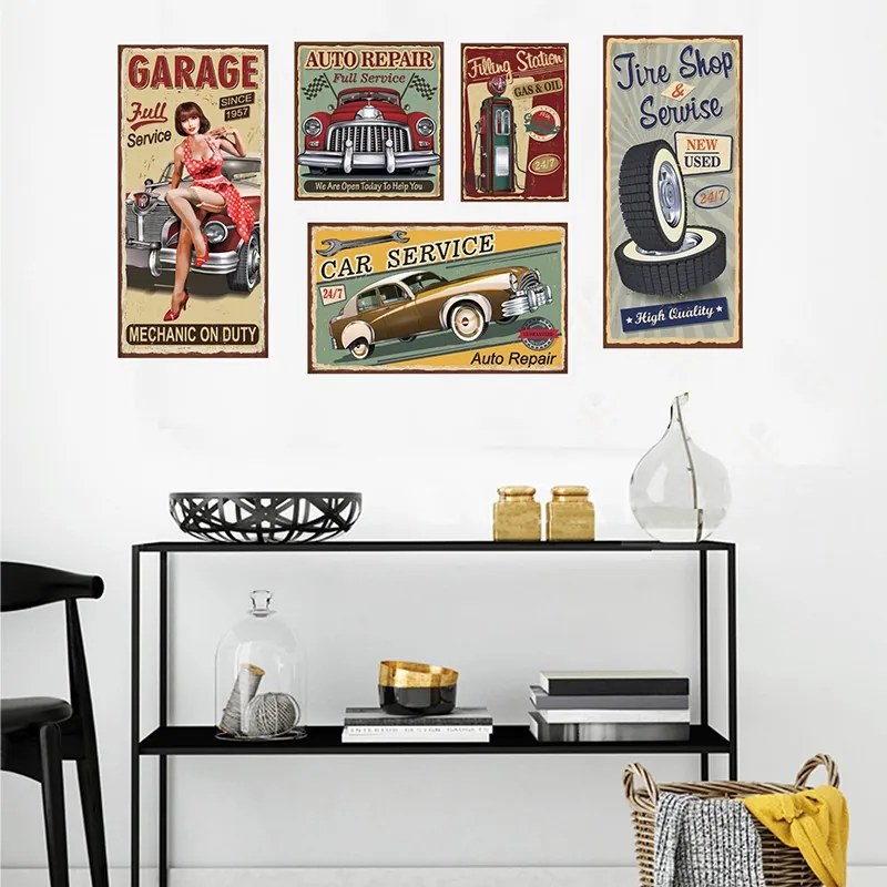 Sticker perete Vintage car plates