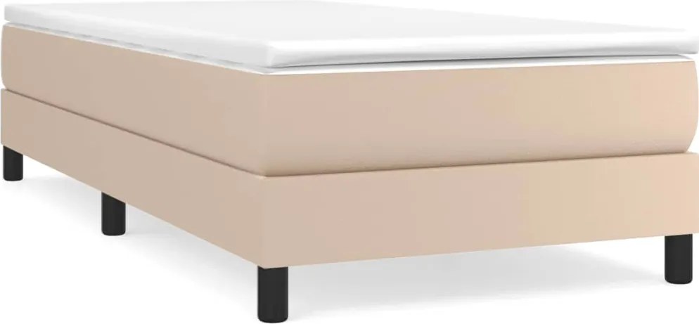 vidaXL Cadru de pat cu arcuri, cappuccino, 100x200 cm, piele ecologică