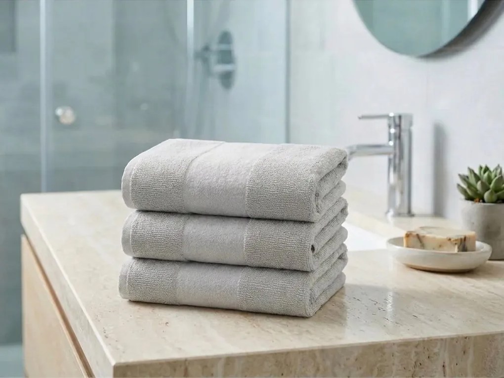 Set prosoape CARRARA 30x30 cm gri deschis 100% bumbac, 3 bucati