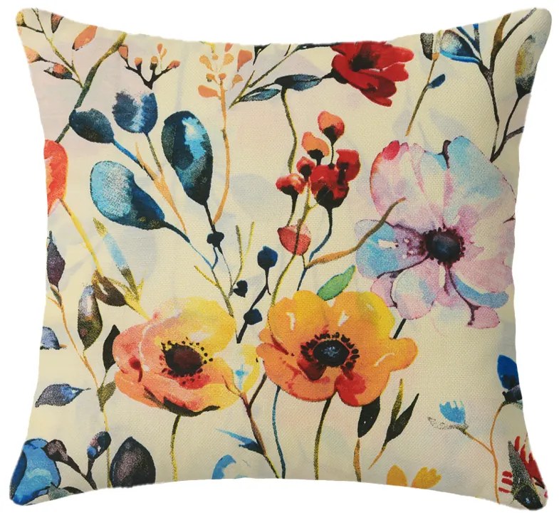 Set 2 huse decorative pentru perna FLOREEN 45x45 cm, crem