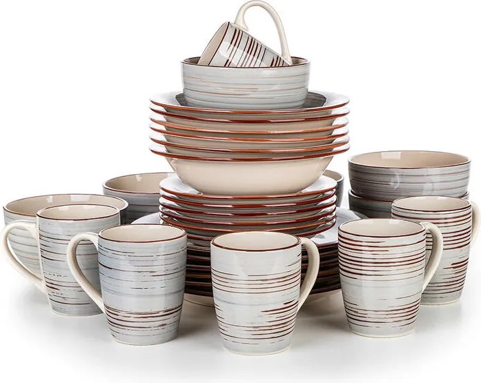 Set de masă ceramic SPIRAL GREY 30 piese