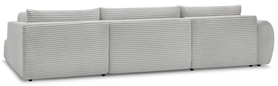 Colțar gri deschis extensibil/cu spațiu de depozitare cu tapițerie din catifea reiată (cu colț pe partea dreaptă/în formă de "U") Lucien – Bobochic Paris