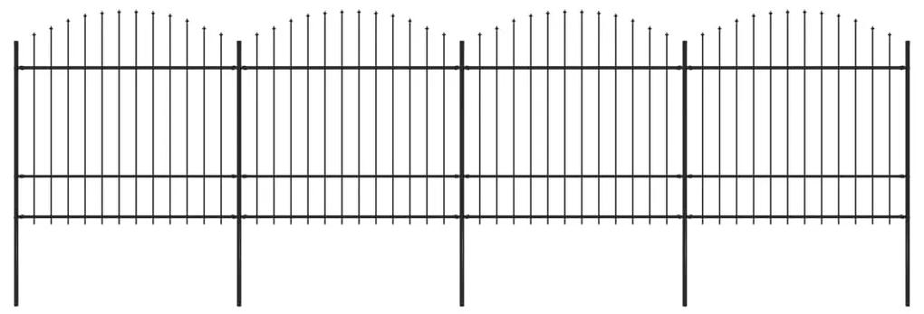 Gard de gradina cu varf sulita, negru, (1,5-1,75)x6,8 m otel 1, 150-175 cm, 6.8 m