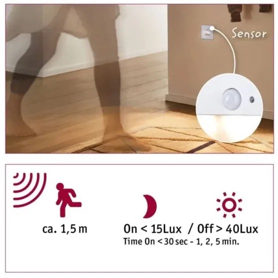 Corp de iluminat cu senzor pentru scări Paulmann 93133 LED/1,2W EDGE 230V alb