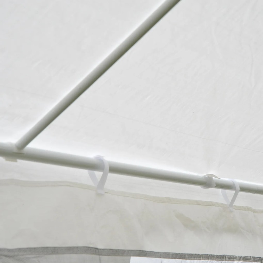 Outsunny Foisor in Tesatura PE cu Plasa de Tantari Alb, 4x3m