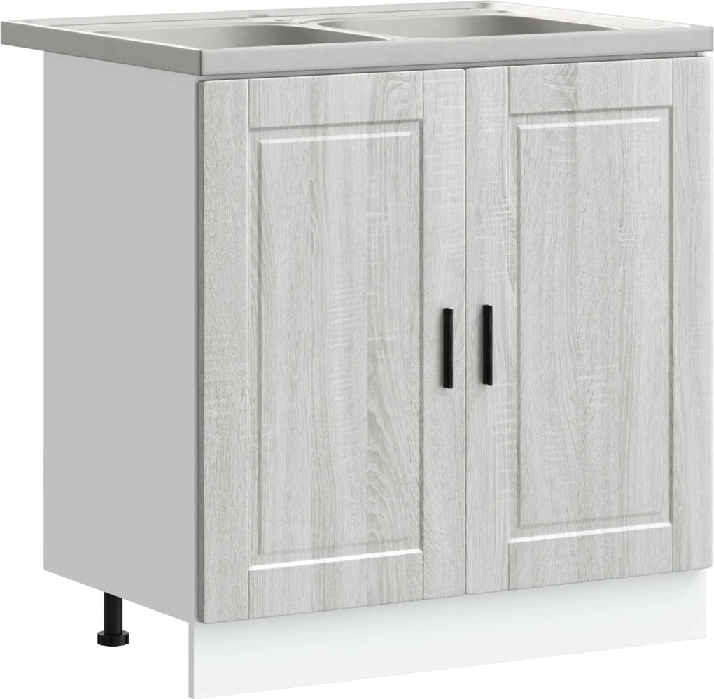 vidaXL Dulap baza chiuvetă cu depozitare Porto 2 pcs Gri Lemn compozit